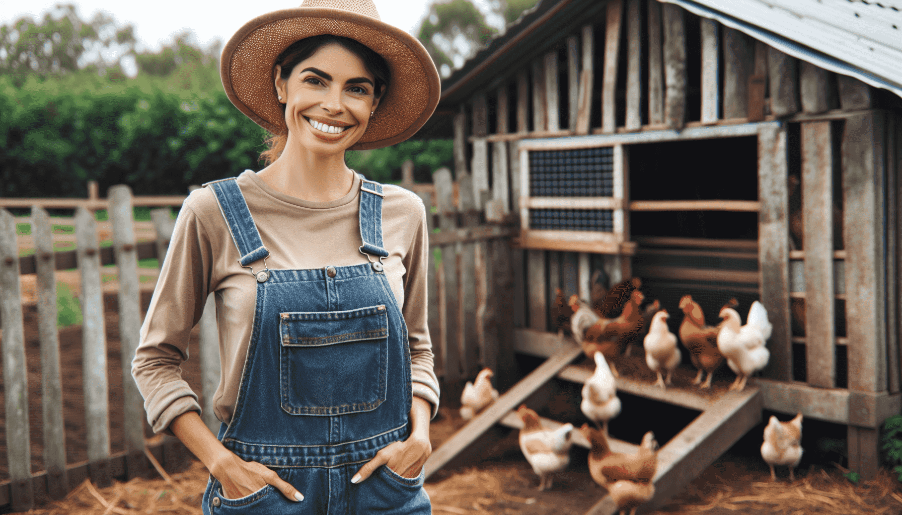 Bauer vor seinem Hühnerstall